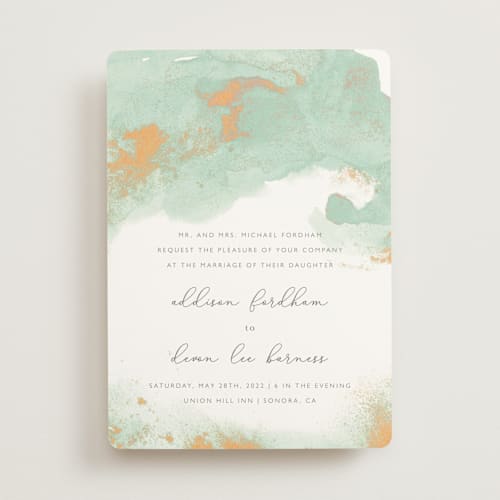 This is a aquamarine wedding invitations with standard by Helen Halik called my tenderness printing on signature in standard