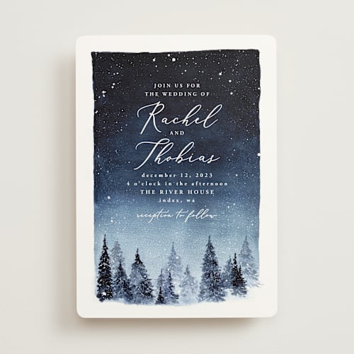 This is a celestial wedding invitations with standard by Anastasia Makarova called let it snow printing on signature in standard