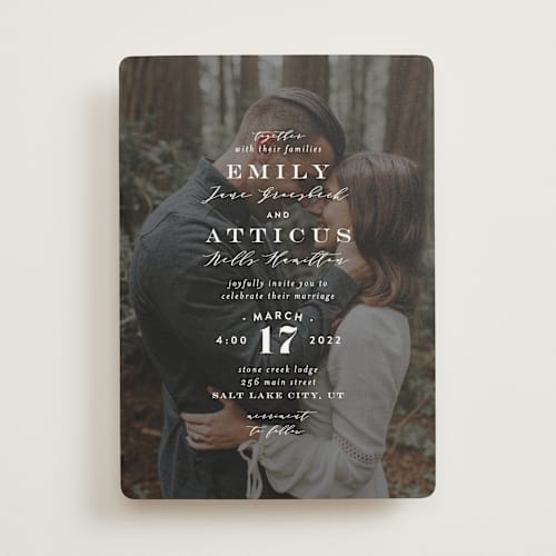 This is a diamond wedding invitations with standard by Amy Payne called picture perfect printing on signature in standard