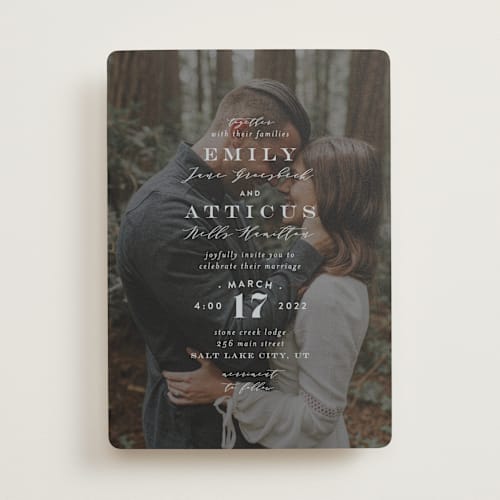 This is a ice wedding invitations with standard by Amy Payne called picture perfect printing on signature in standard