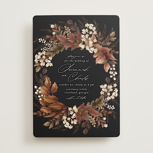 This is a rustic wedding invitations with standard by Chris Griffith called falling into love printing on signature in standard