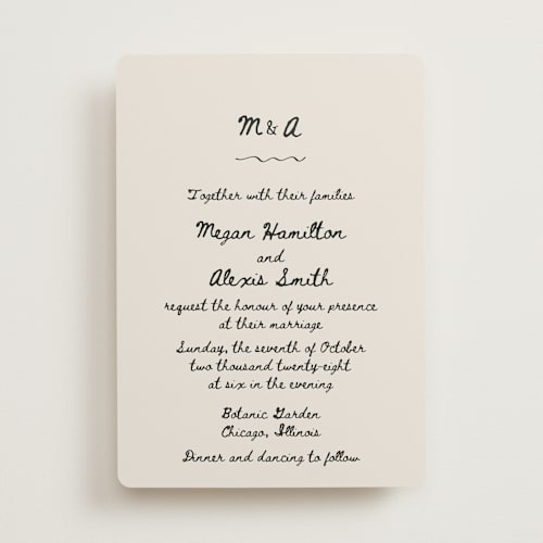 This is a lace wedding invitations with standard by Cass Loh called simple monogram printing on signature in standard