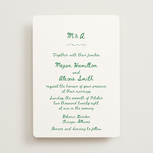 This is a meadow wedding invitations with standard by Cass Loh called simple monogram printing on signature in standard