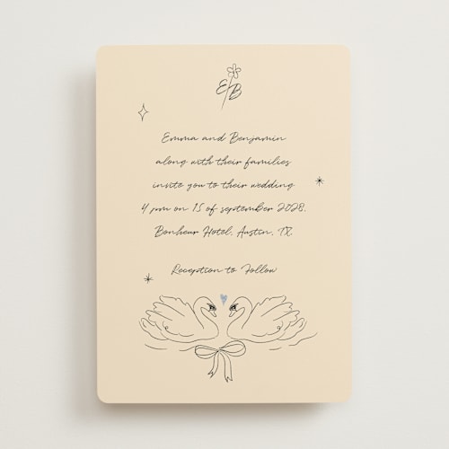 This is a dream wedding invitations with standard by Helena Vitto called the swan printing on signature in standard