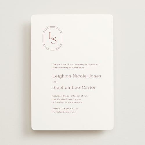 This is a nantucket red wedding invitations with standard by Jennifer Postorino called leighton printing on signature in standard