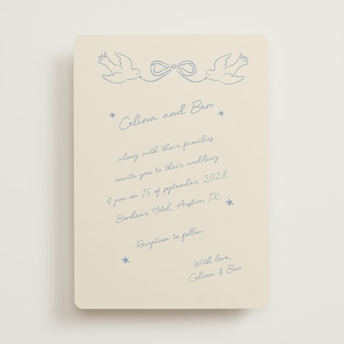 This is a dream wedding invitations with standard by Helena Vitto called the bird song printing on signature in standard