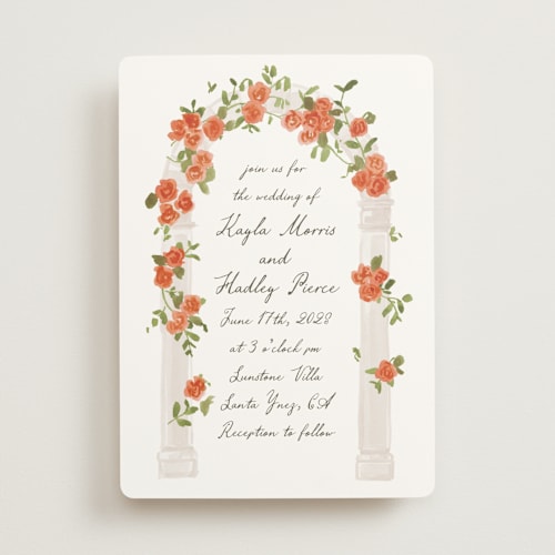 This is a tangerine wedding invitations with standard by Everett Paper Goods called villa printing on signature in standard