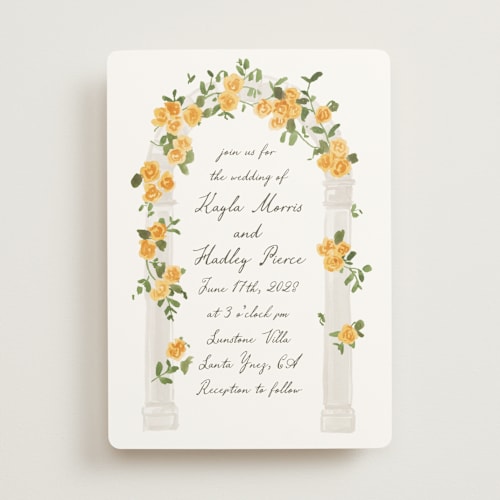 This is a limoncello wedding invitations with standard by Everett Paper Goods called villa printing on signature in standard
