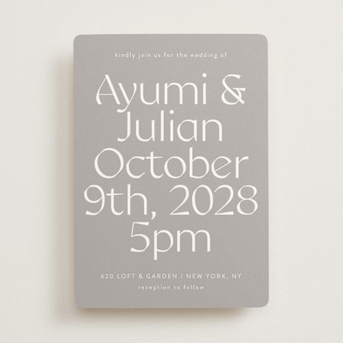 This is a ash wedding invitations with standard by Melanie Kosuge called ayumi printing on signature in standard