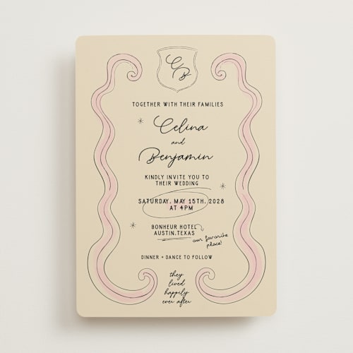 This is a linen wedding invitations with standard by Helena Vitto called modern fairy tale printing on signature in standard