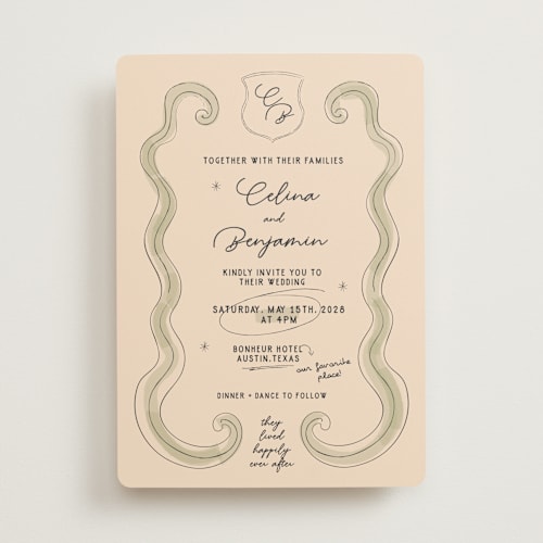 This is a pistachio wedding invitations with standard by Helena Vitto called modern fairy tale printing on signature in standard