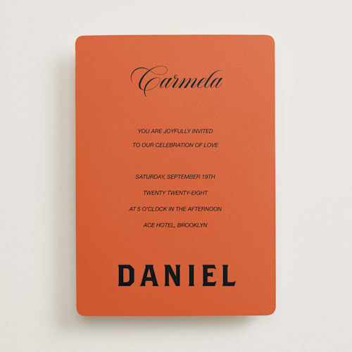 This is a amaro wedding invitations with standard by Studio Suku called bold and demure printing on signature in standard