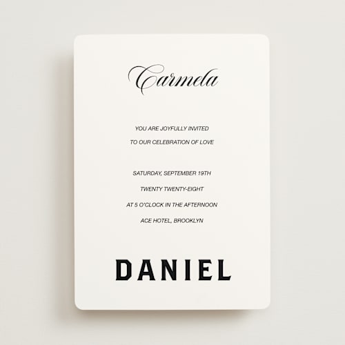 This is a lace wedding invitations with standard by Studio Suku called bold and demure printing on signature in standard