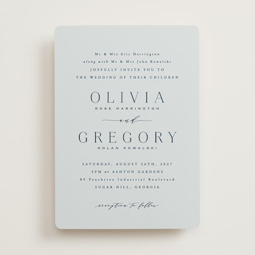 This is a sky wedding invitations with standard by Hooray Creative called classy type printing on signature in standard