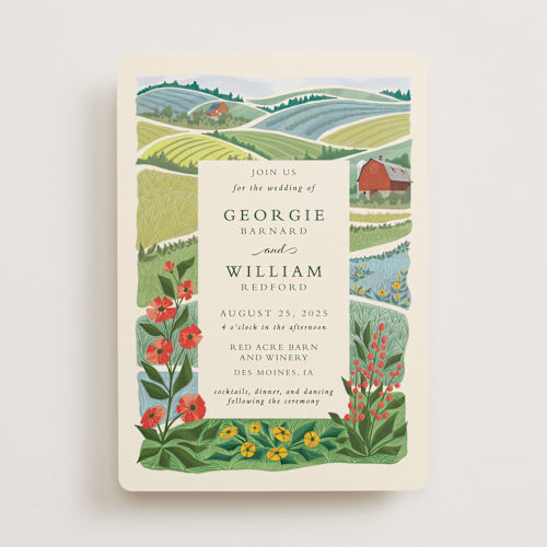 This is a barn wedding invitations with standard by Paper Sun Studio called farm and field printing on signature in standard