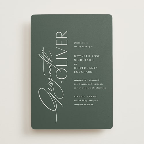 This is a forest wedding invitations with standard by Kelly Schmidt called flip printing on signature in standard