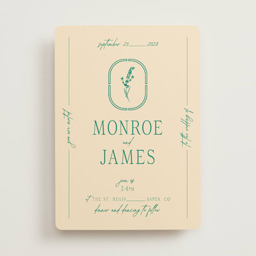 This is a emerald wedding invitations with standard by Jen Ramsey called classic and floral printing on signature in standard