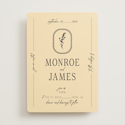 This is a noir wedding invitations with standard by Jen Ramsey called classic and floral printing on signature in standard