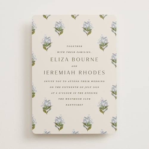 This is a almond wedding invitations with standard by Olivia Kanaley Inman called blockprint printing on signature in standard