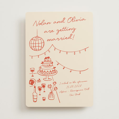 This is a sangria spark wedding invitations with standard by Zove Ahhh called party on! printing on signature in standard