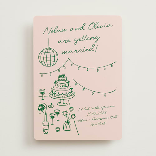 This is a verdant wedding invitations with standard by Zove Ahhh called party on! printing on signature in standard