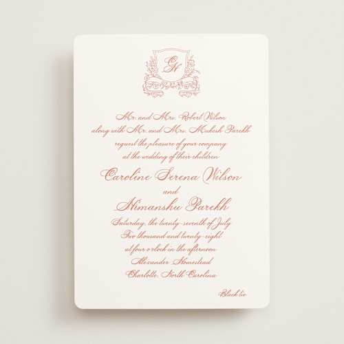 This is a sunset wedding invitations with standard by Creo Study called royalty printing on signature in standard