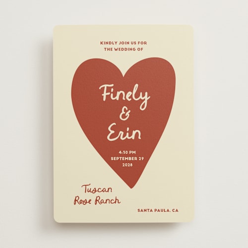 This is a rust wedding invitations with standard by Ani Somi called big heart wedding printing on signature in standard