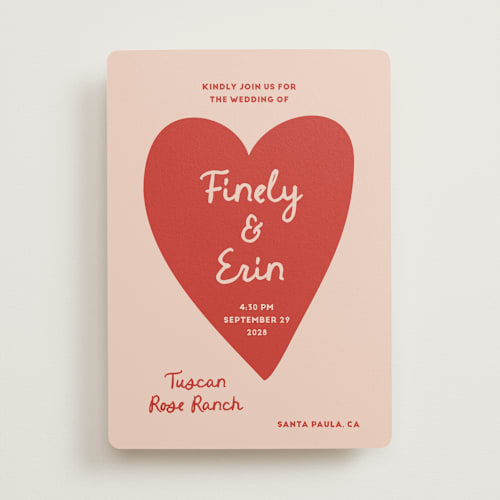 This is a blush wedding invitations with standard by Ani Somi called big heart wedding printing on signature in standard