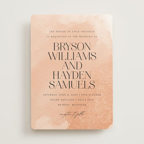 This is a blush wedding invitations with standard by Snow and Ivy called swept printing on signature in standard