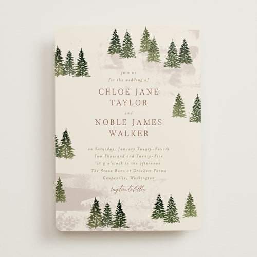 This is a cream wedding invitations with standard by Alethea and Ruth called into the forest printing on signature in standard