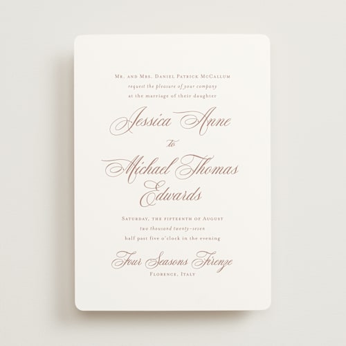 This is a antique rose wedding invitations with standard by Jennifer Postorino called empire printing on signature in standard
