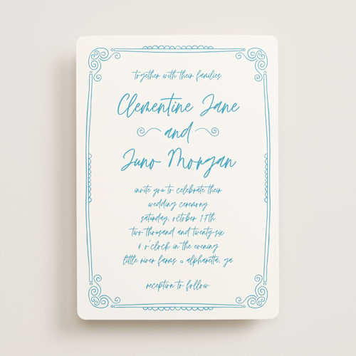 This is a azure wedding invitations with standard by Kelly Watkins called darby printing on signature in standard