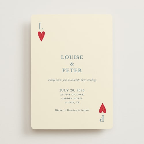 This is a dream wedding invitations with standard by Helena Vitto called red hearts printing on signature in standard