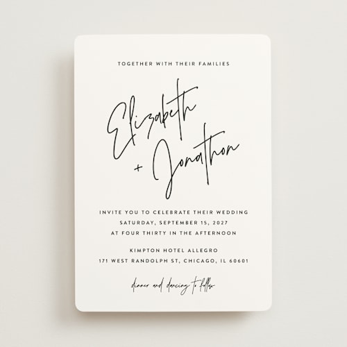 This is a snow wedding invitations with standard by JoAnn Jinks called marked printing on signature in standard
