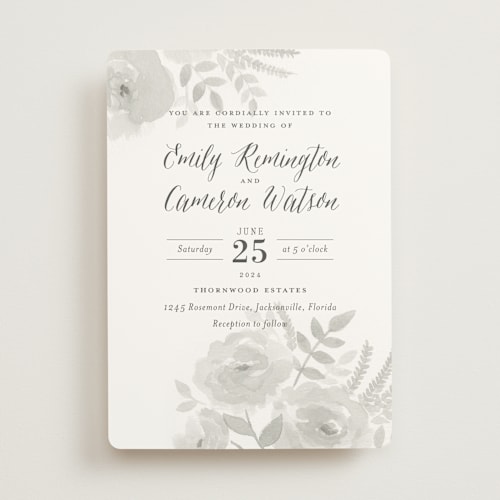 This is a fog wedding invitations with standard by Jill Means called watercolor floral printing on signature in standard