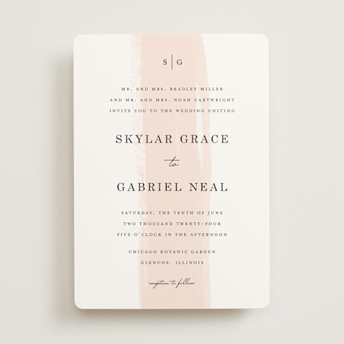 This is a blush wedding invitations with standard by Angela Marzuki called single swath printing on signature in standard