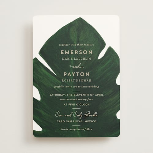 This is a classic palm wedding invitations with standard by Kaydi Bishop called palm printing on signature in standard