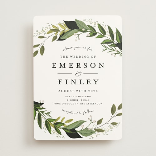 This is a fern wedding invitations with standard by Susan Moyal called vines of green printing on signature in standard