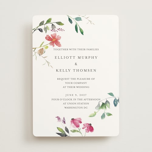 This is a floral wedding invitations with standard by Mere Paper called spring wildflowers printing on signature in standard