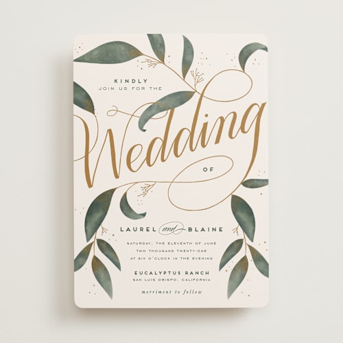 This is a leaf wedding invitations with standard by Leah Bisch called love grows printing on signature in standard