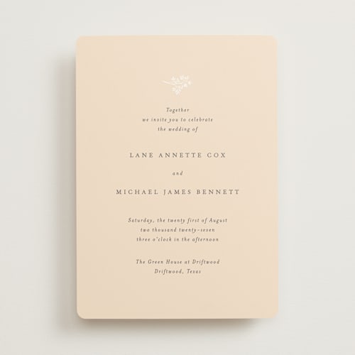 This is a blush wedding invitations with standard by Design Lotus called sense and sensibility printing on signature in standard