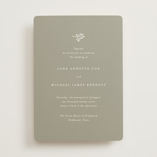 This is a sage wedding invitations with standard by Design Lotus called sense and sensibility printing on signature in standard