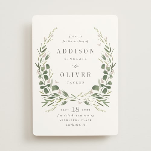 This is a ivory wedding invitations with standard by Kristie Kern called garden path printing on signature in standard