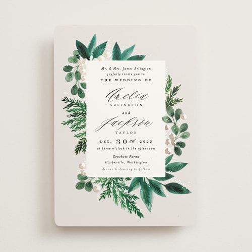 This is a mist wedding invitations with standard by Alethea and Ruth called winter bouquet printing on signature in standard