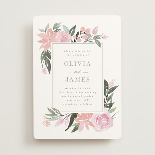 This is a petal wedding invitations with standard by Creo Study called garden stroll printing on signature in standard