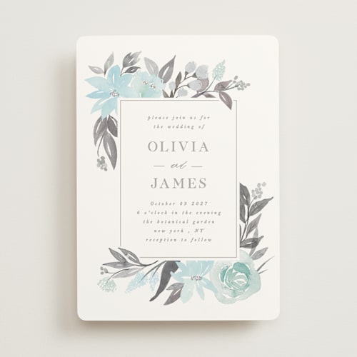 This is a ice wedding invitations with standard by Creo Study called garden stroll printing on signature in standard