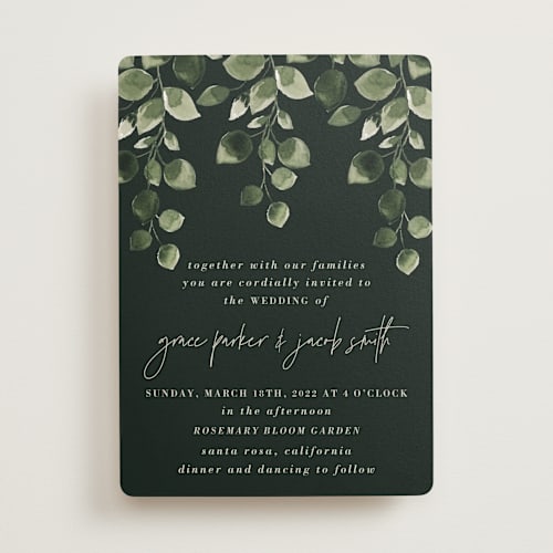 This is a ivy green wedding invitations with standard by Anupama called green rush printing on signature in standard