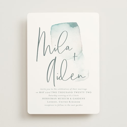 This is a evening wedding invitations with standard by Design Lotus called moxie printing on signature in standard
