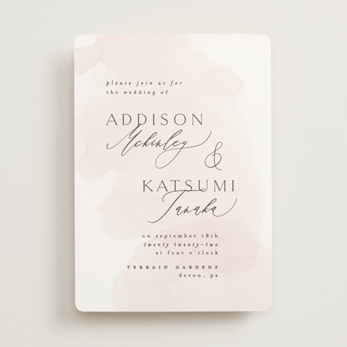This is a blush wedding invitations with standard by Everett Paper Goods called softly layered printing on signature in standard
