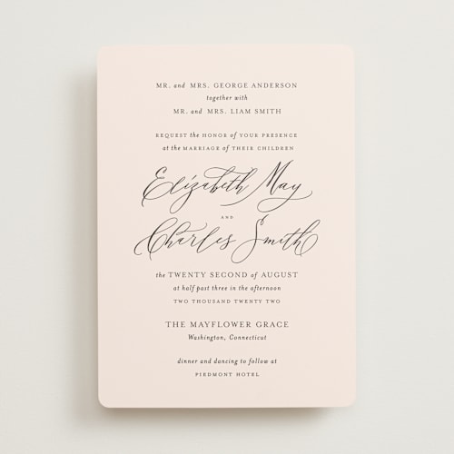 This is a ballet slipper wedding invitations with standard by Design Lotus called elysium printing on signature in standard